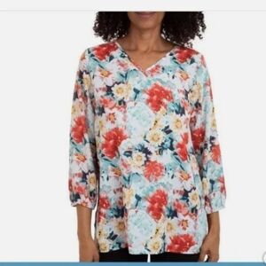 (Ew)Mario Serrani Ladies Floral Print  Neck Top